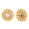 Shell Pearl & Glass Seed Braided Flower Stud Earrings EJEW-JE04921-01-2