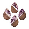 Transparent Resin & Walnut Wood Big Pendants RESI-T058-05E-1
