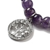 Natural Amethyst Round Beaded Chakra Stretch Bracelets BJEW-K251-01D-3