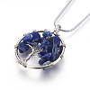 Natural Mixed Stone Chips Pendant Necklaces NJEW-JN02245-3