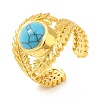 Synthetic Turquoise Open Cuff Ring RJEW-M150-07G-4