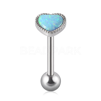 304 Stainless Steel with Synthetic Opal Tongue Rings WGE7D3A-03-1