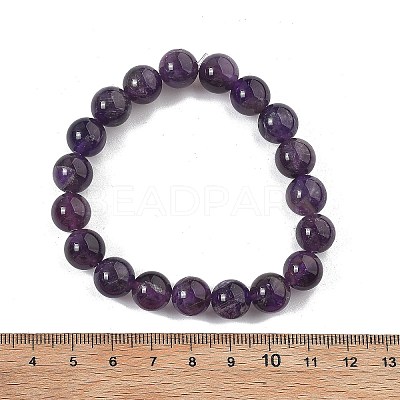 Natural Amethyst Bead Stretch Bracelets X-BJEW-K212-C-034-1