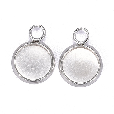 201 Stainless Steel Pendant Cabochon Settings STAS-F191-14S-A-1
