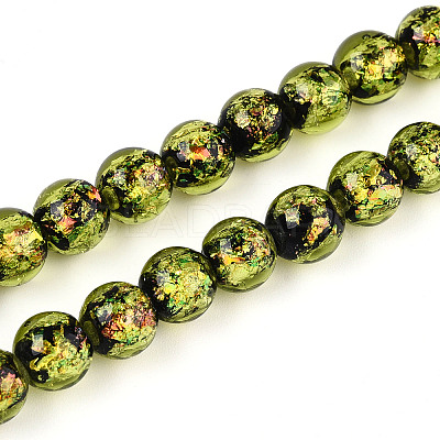 Handmade Foil Glass Beads Strands FOIL-N029-05D-1
