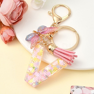 Resin & Acrylic & Faux Suede Tassel Keychain KEYC-YW00124-22-1