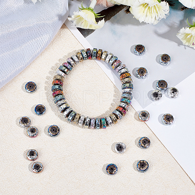 240Pcs 8 Colors Electroplated Natural Lava Rock Beads G-OC0002-03-1