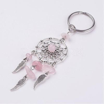 Natural Chip Rose Quartz Keychain KEYC-JKC00119-01-1