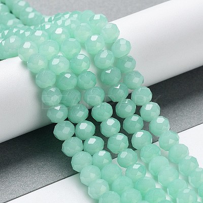 Baking Paint Imitation Jade Glass Bead Strands X-DGLA-A034-J8MM-A22-1