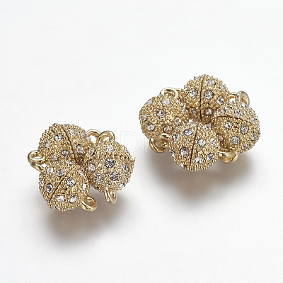 Alloy Rhinestone Magnetic Clasps with Loops LS-X-RB-H116-2-G-1