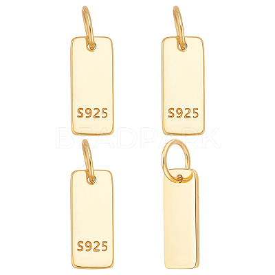 4Pcs 925 Sterling Silver Blank Rectangle Charms STER-PH0004-08-1