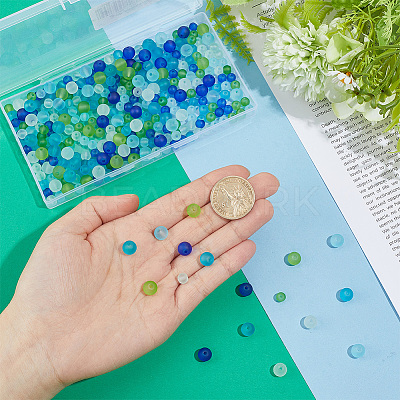 350Pcs 10 Styles Baking Paint Transparent Glass Beads GLAA-PH0004-60-1