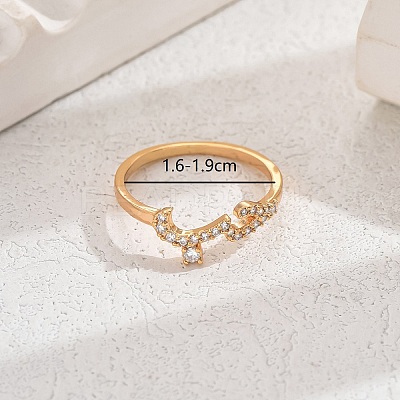 Shiny Brass LOVE Ring with Cubic Zirconia for Women Casual Holiday OT5986-1-1