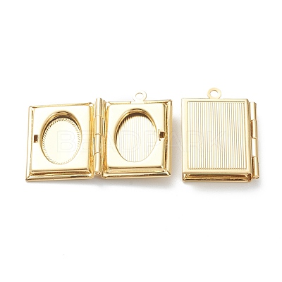Brass Locket Pendants KK-P199-11G-1