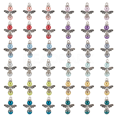 Baking Paint Pearlized Glass Pearl Pendants FIND-PH0008-14-1