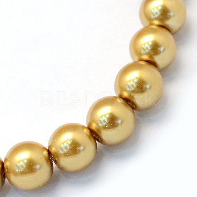 Baking Paint Pearlized Glass Pearl Round Bead Strands X-HY-Q003-10mm-08-1