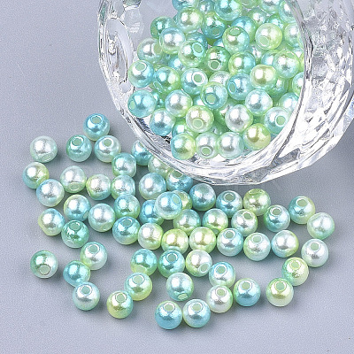 Rainbow ABS Plastic Imitation Pearl Beads X1-OACR-Q174-6mm-03-1