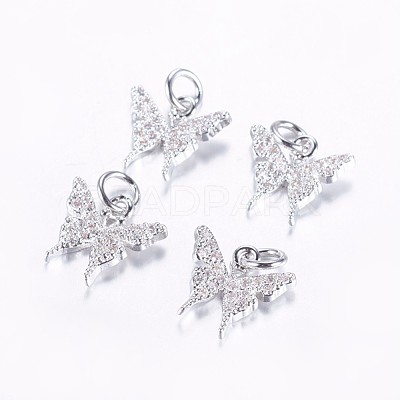 Long-Lasting Plated Brass Micro Pave Cubic Zirconia Charms X-ZIRC-F069-32P-1