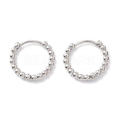 Rack Plating Brass Beaded Huggie Hoop Earrings for Women X-KK-D069-09P-RS-1