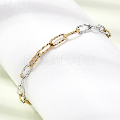 4MM Two Tone 304 Stainless Steel Textured Paperclip Chain Bracelets for Man and Women SA-CBAB767-11GP-1