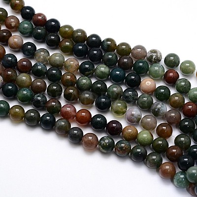 Natural Indian Agate Round Beads Strands G-G735-01-6mm-1