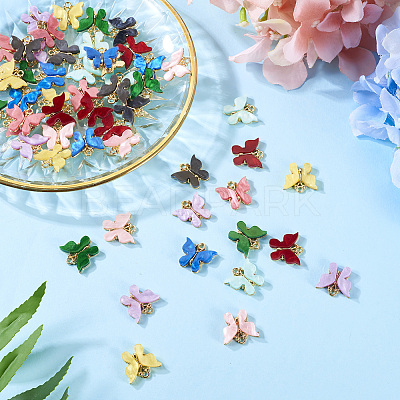54Pcs 9 Colors Acrylic Alloy Pendants MACR-TA0001-60-1