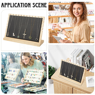 Bamboo Slant Back Necklace Organizer Display Stands NDIS-WH20004-01B-1