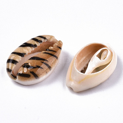 Printed Natural Cowrie Shell Beads SHEL-S266-18-1