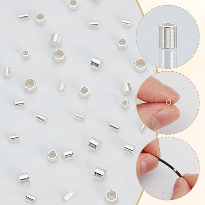 100Pccs 4 Styles 925 Sterling Silver Tube Beads STER-AR0001-06-1