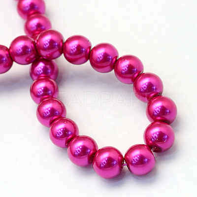 Baking Paint Pearlized Glass Pearl Round Bead Strands X-HY-Q003-4mm-17-1