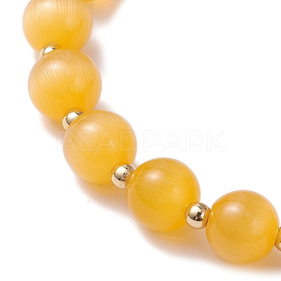 Cat Eye Beads Stretch Bracelets for Women BJEW-TA00691-02-1