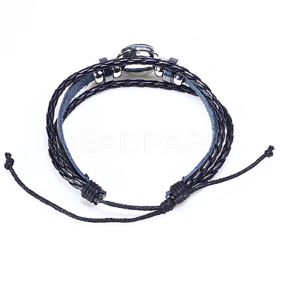 12 Constellation Leather Cord Bracelets BJEW-P240-E05-1