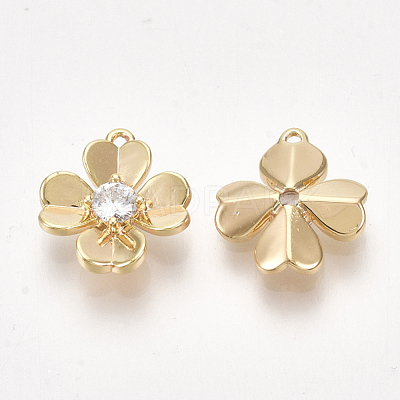 Brass Cubic Zirconia Charms X-KK-S350-289-1
