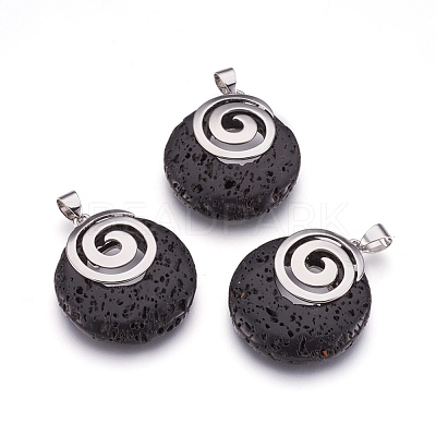 Natural Lava Rock Pendants KK-F751-D15-1