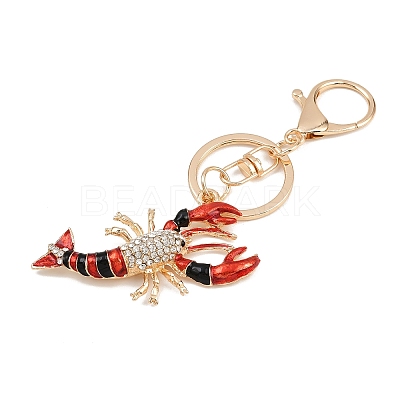 Lobster Alloy Rhinestone Pendant Decoration Keychains KEYC-B019-04-1