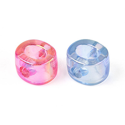 UV Plating Transparent Acrylic European Beads X-OACR-M027-02O-1
