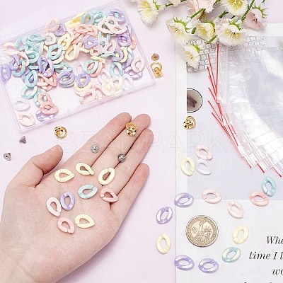 DIY Cell Phone Lanyard Making Kit, Including Acrylic Linking Rings, Brass  Screw Nut, Plastic Bags, Mixed Color, Link Rings: 16x11.5x3mm, 160pcs/box