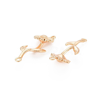 Brass Birth Flower Connector Charms KK-S364-231-1