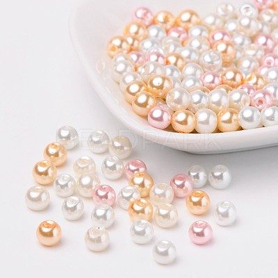 Barely Pink Mix Pearlized Glass Pearl Beads HY-X006-6mm-01-1