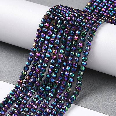 Electroplate Glass Beads Strands GLAA-H021-01B-FP11-1
