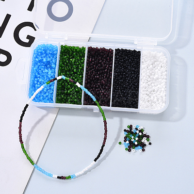 6000Pcs 5 Colors Frosted Opaque Glass Seed Beads SEED-YW0001-17-1