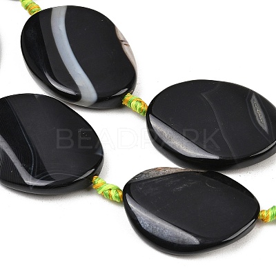 Natural Banded Agate Beads Strands G-P605-L02-07-1