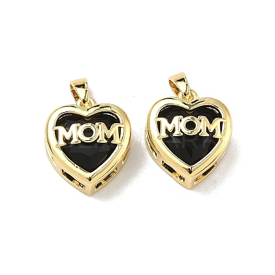 Mother's Day Brass Glass Pendants KK-D235-04G-1