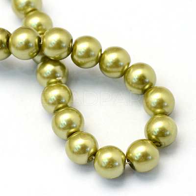 Baking Paint Pearlized Glass Pearl Round Bead Strands X-HY-Q330-8mm-43-1