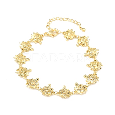 Brass Micro Pave Clear Cubic Zirconia Link Chain Bracelets for Women BJEW-A090-11D-G-1