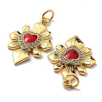 Rack Plating Brass Cubic Zirconia Pendants KK-D026-31G-1