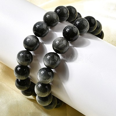 Grade AA Natural Eagle Eye Stone Round Beads Stretch Bracelets for Women BJEW-L712-B01-12mm-1