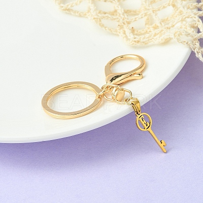 304 Stainless Steel Initial Letter Key Charm Keychains KEYC-YW00004-05-1