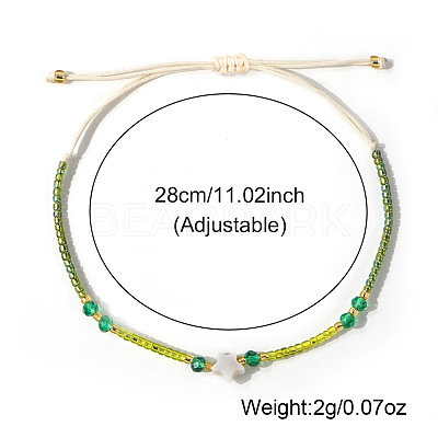 Adjustable Glass Seed Beads Braided Bead Bracelets IF7120-3-1