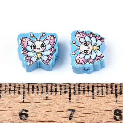Printed Handmade Polymer Clay Beads CLAY-T022-13-1